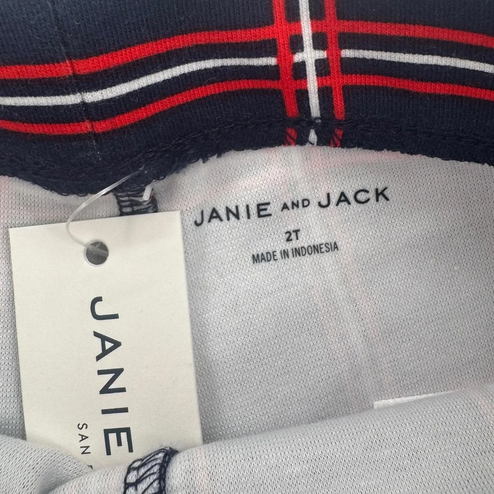 Janie and Jack Girls 2T Plaid Pants & Graphic Top New 2pc Preppy Chic Outfit Set